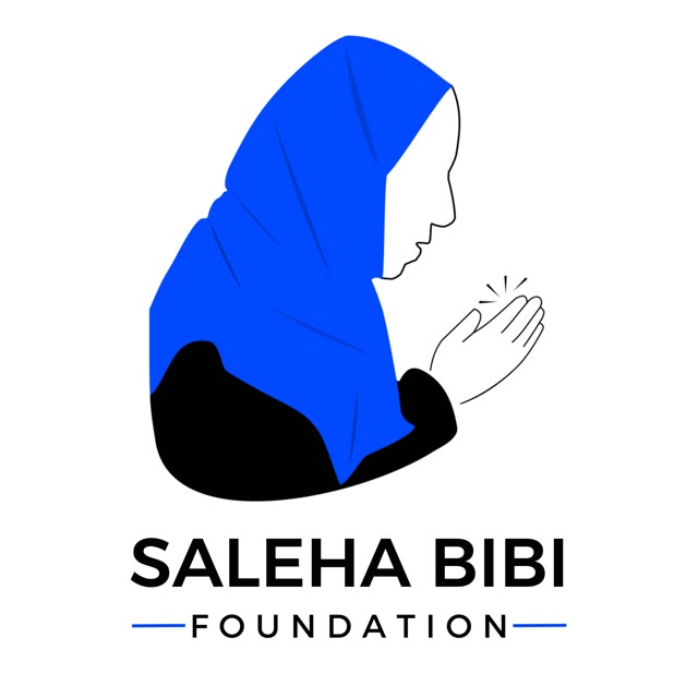 Saleha Bibi Foundation logo: a woman in a blue headscarf raising her hands in dua